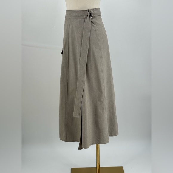 Zara Women’s Beige Wrap Midi Skirt with Cargo Pocket & D-Ring Belt Casual Chic - Picture 4 of 10